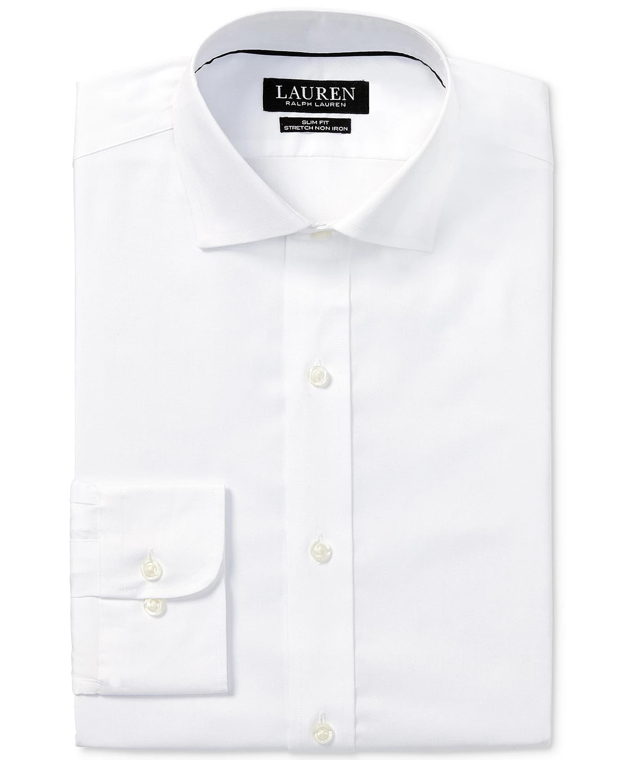 Camisa social masculina Lauren Ralph Lauren Slim Fit, elástica, sem passar, branca, tamanho 17,5 x 34 x 35