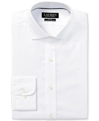 Camisa social masculina Lauren Ralph Lauren Slim Fit, elástica, sem passar, branca, tamanho 17,5 x 34 x 35