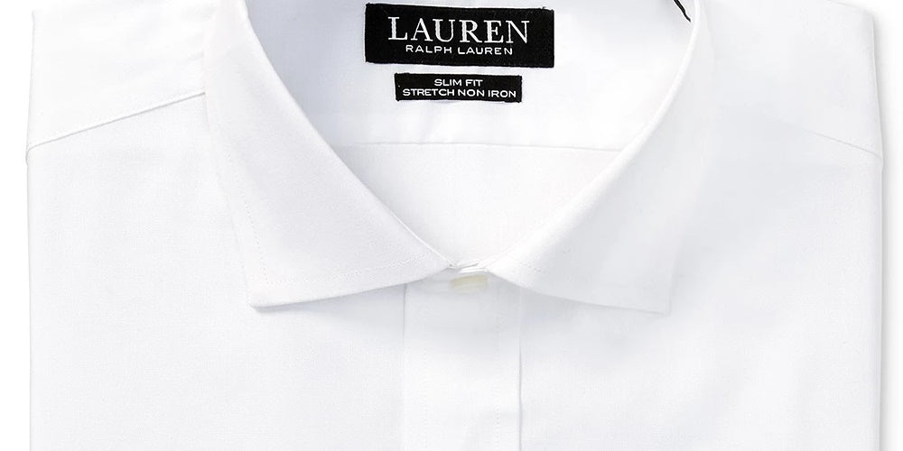 Camisa social masculina Lauren Ralph Lauren Slim Fit, elástica, sem passar, branca, tamanho 17,5 x 34 x 35