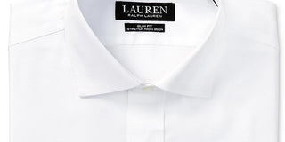 Camisa social masculina Lauren Ralph Lauren Slim Fit, elástica, sem passar, branca, tamanho 17,5 x 34 x 35