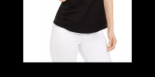 Regata feminina LEYDEN Drapeada Surplice Preta Tamanho Médio