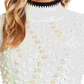 Suéter feminino CeCe com gola alta e acabamento emborrachado, tamanho X-G, branco