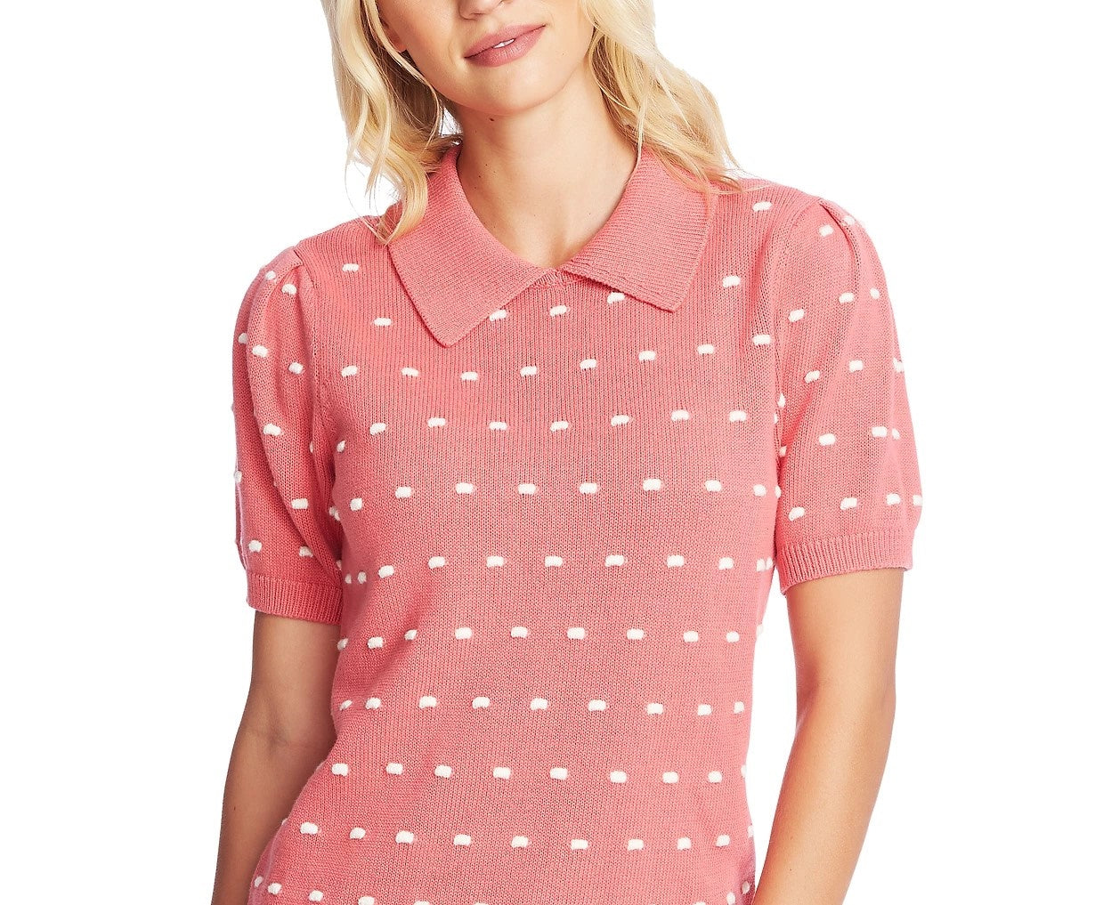 Suéter feminino CeCe com gola e pompom, vermelho, tamanho grande