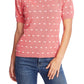Suéter feminino CeCe com gola e pompom, vermelho, tamanho grande