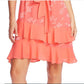 Vestido feminino CeCe com mangas esvoaçantes e recortes florais, laranja, tamanho pequeno