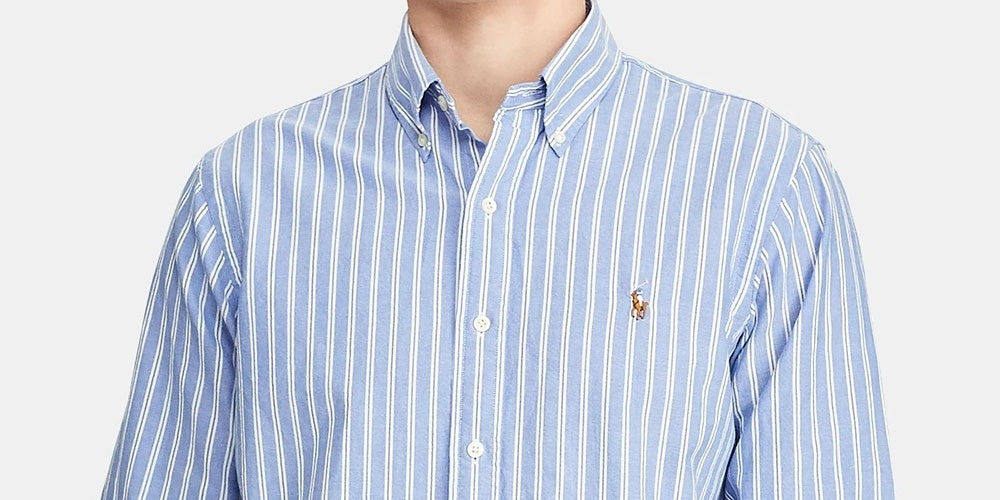Camisa Ralph Lauren Masculina de Algodão com Botões e Ajuste Clássico Azul Tamanho P