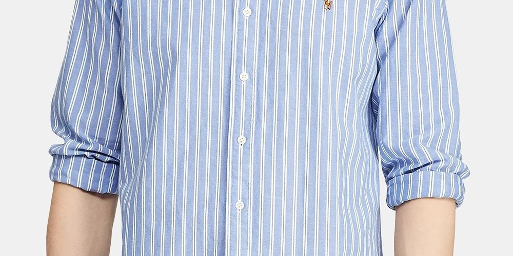 Camisa Ralph Lauren Masculina de Algodão com Botões e Ajuste Clássico Azul Tamanho P