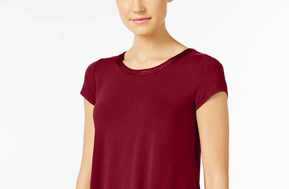 Camiseta feminina Alfani com acabamento em cetim, tamanho pequeno, vermelha