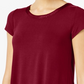 Camiseta feminina Alfani com acabamento em cetim, tamanho pequeno e baixo, vermelha