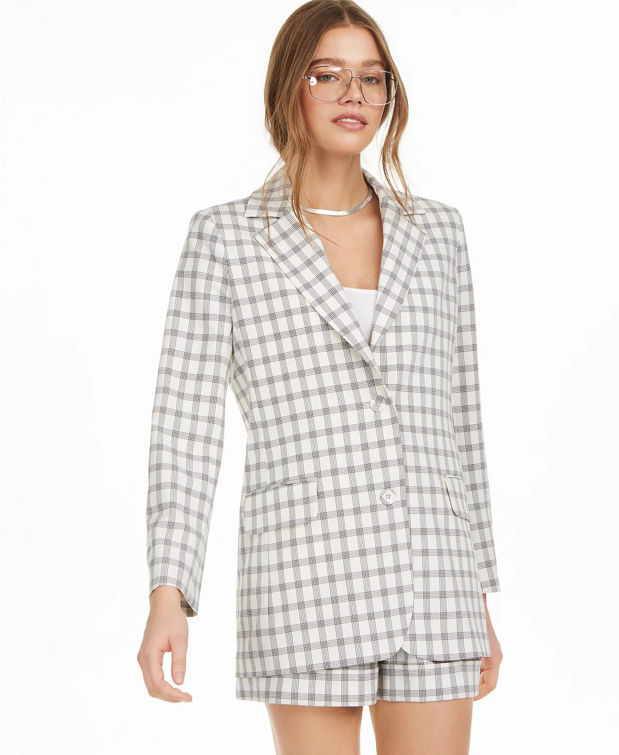 Blazer estruturado feminino Danielle Bernstein, branco, tamanho médio