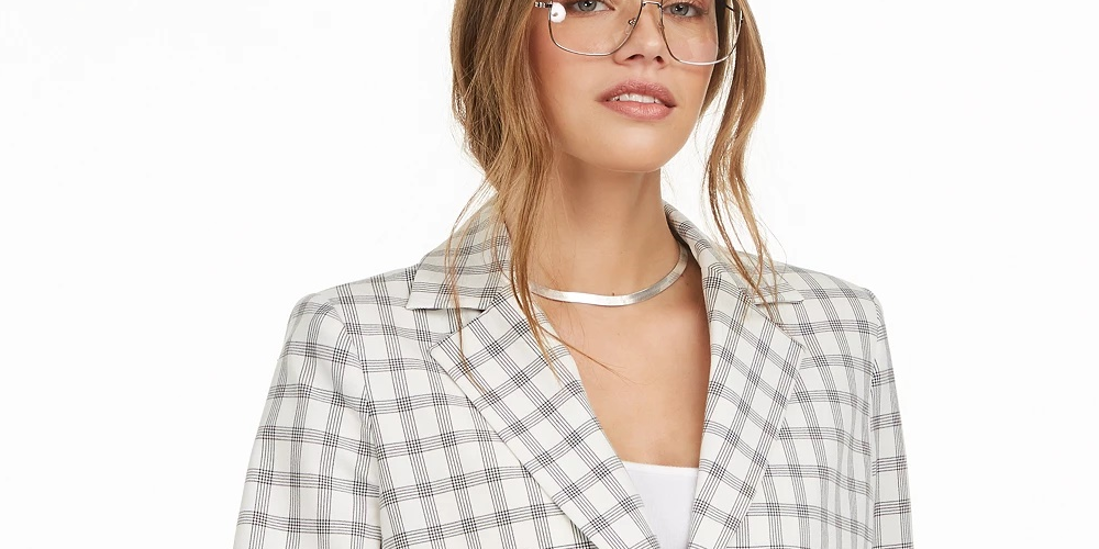 Blazer estruturado feminino Danielle Bernstein, branco, tamanho médio