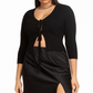 Cardigan feminino plus size com amarração frontal, preto, tamanho 1X, da Danielle Bernstein