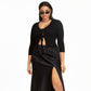 Cardigan feminino plus size com amarração frontal, preto, tamanho 1X, da Danielle Bernstein