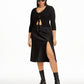 Cardigan feminino com amarração frontal Danielle Bernstein, preto, tamanho 2X