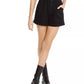 Shorts femininos Danielle Bernstein com cintura de saco de papel, preto, tamanho pequeno