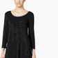 Vestido feminino estilo &amp; co, manga comprida, decote redondo, acima do joelho, preto, tamanho pequeno pequeno