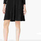 Vestido feminino estilo &amp; co, manga comprida, decote redondo, acima do joelho, preto, tamanho pequeno pequeno