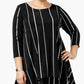 Alfani Feminino Petite Largeus Listrado Alto-Baixo Top Preto 0X