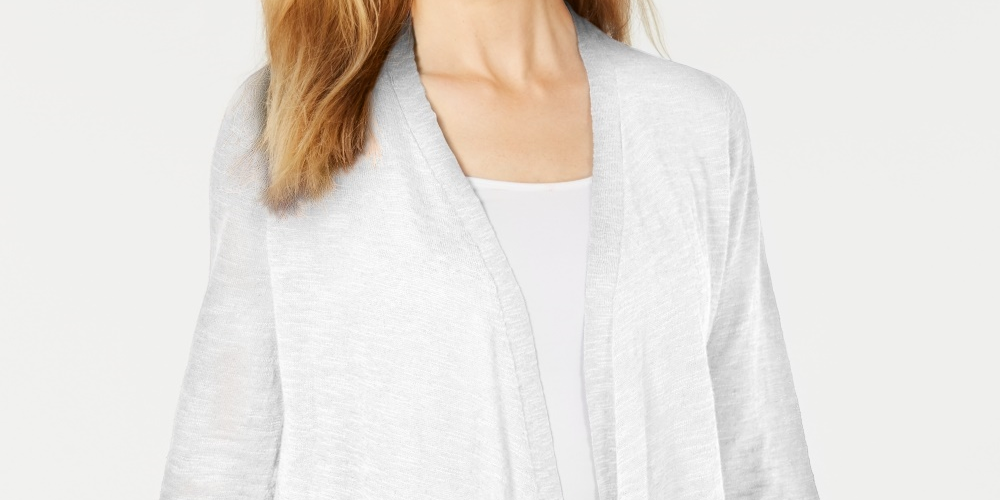 Cardigan Alfani Feminino Petite Frente Aberta Branco Tamanho Petite Pequeno