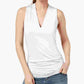 Blusa feminina sem mangas com decote em V, tamanho grande, branca, da INC International Concepts
