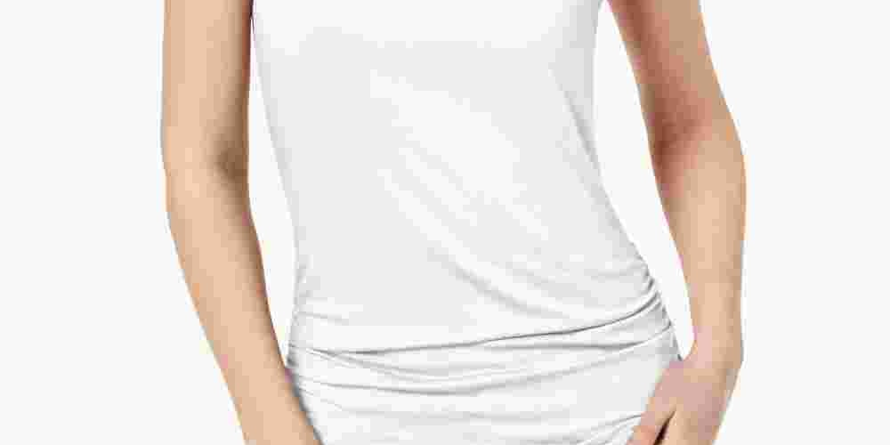 Blusa feminina sem mangas com decote em V, tamanho grande, branca, da INC International Concepts