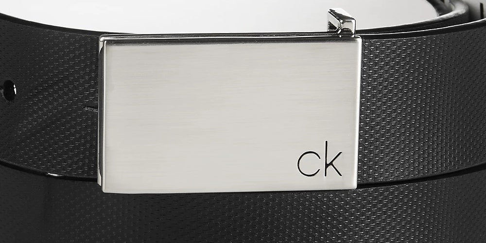Cinto Calvin Klein Masculino em Couro Texturizado com Placa Preto Tamanho 42