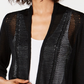 Cardigan Alfani Feminino com Pontos Mistos e Frente Aberta, Preto, Tamanho Pequeno e Grande