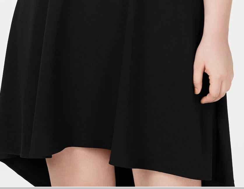 Vestido de festa feminino City Studios com alças finas e ombros de fora, acima do joelho, tamanho 24W, preto