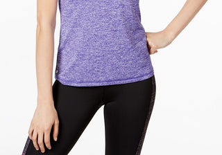 Ideology Women's Heathered Keyhole Back Tank Top Blue Size XX-Large