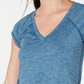 Blusa feminina Ideology azul-petróleo com manga curta e decote em V, tamanho médio