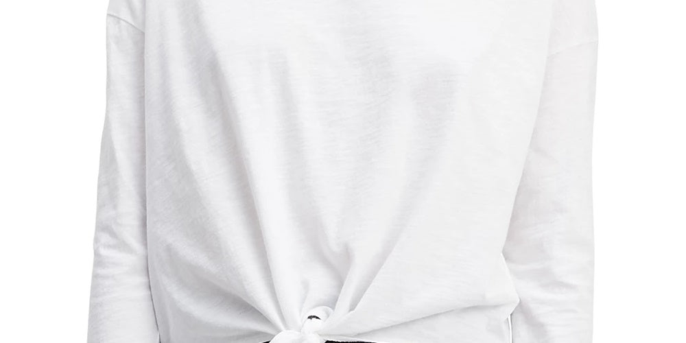 Camiseta Levi's Feminina de Algodão com Amarração Frontal e Manga Longa, Branca, Tamanho Extra Pequeno