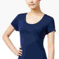 Vestido feminino estilo &amp; co, pequeno, manga curta, linha A, azul, pequeno, grande