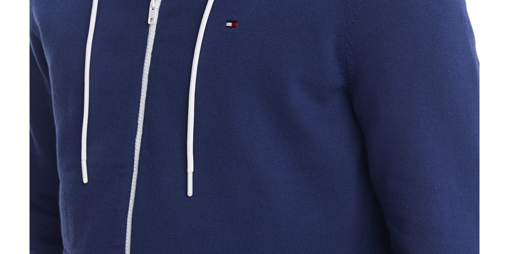 Tommy Hilfiger Simon Moletom com capuz com zíper completo masculino azul brilhante tamanho XX-G