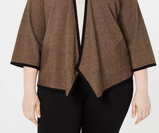 Cardigan feminino Alfani plus size com drapeado frontal, bege escuro, tamanho 1X