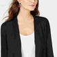 Cardigan feminino Alfani com frente aberta e manga amarrada, preto, tamanho X-S
