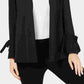Cardigan feminino Alfani com frente aberta e manga amarrada, preto, tamanho X-S