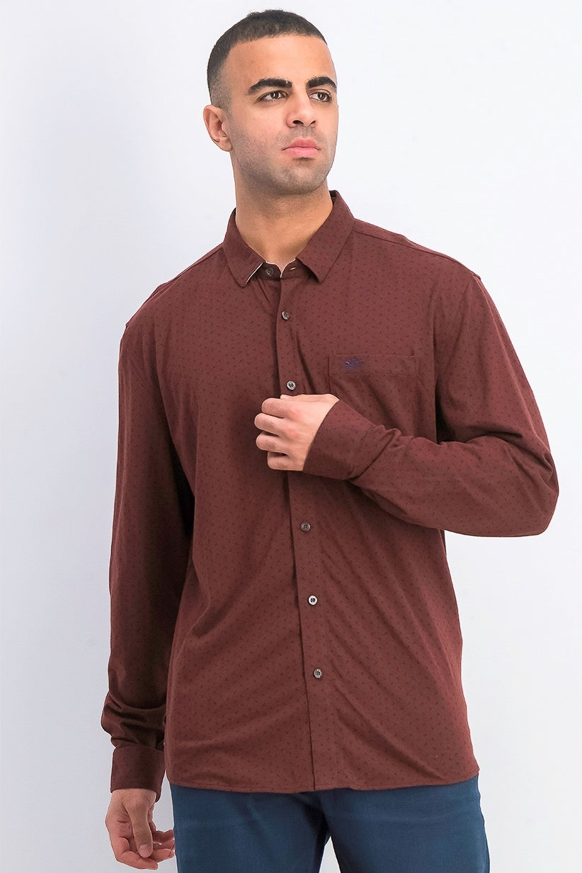 Camisa elástica Docker Alpha Ultimate Slim Fit Smart Flex masculina, vermelha, tamanho X-G