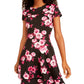 Vestido infantil com estampa floral evasê, preto, tamanho 9, da City Studios