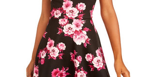 Vestido infantil com estampa floral evasê, preto, tamanho 9, da City Studios