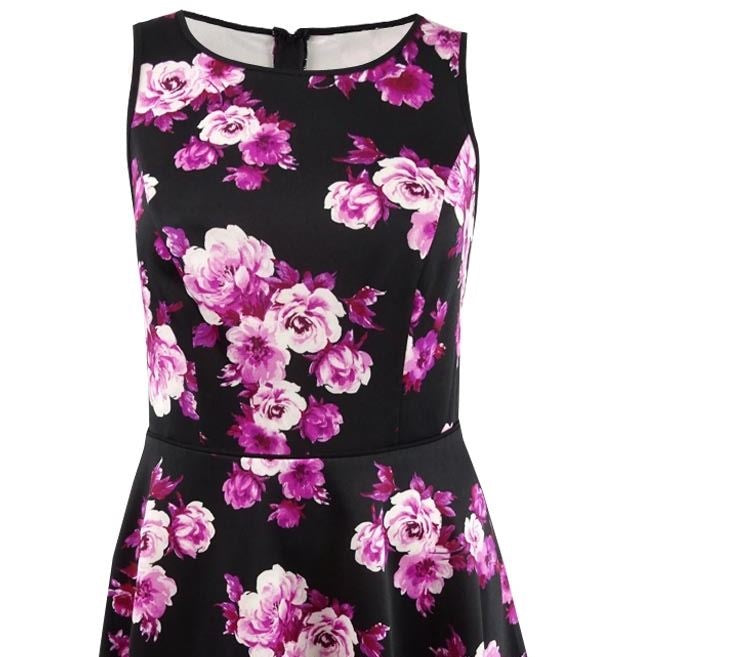 Vestido longo feminino City Studios com estampa floral evasê, roxo, tamanho 18W