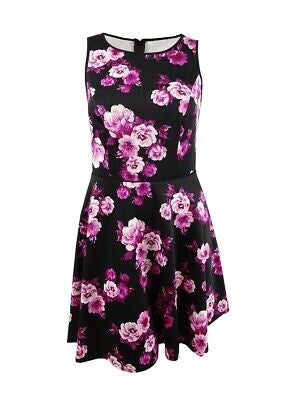 Vestido longo feminino City Studios com estampa floral evasê, roxo, tamanho 22W