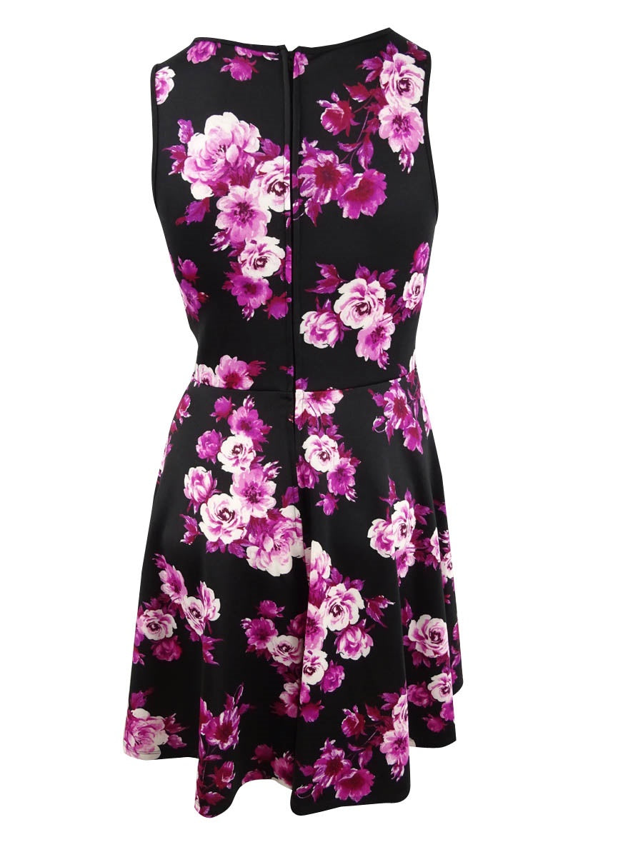 Vestido longo feminino City Studios com estampa floral evasê, roxo, tamanho 22W