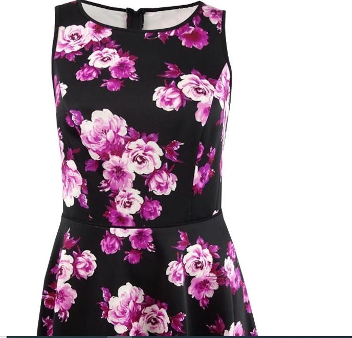 Vestido longo feminino City Studios com estampa floral evasê, roxo, tamanho 22W