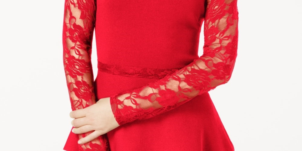 Top peplum de renda feminino pequeno INC International Concepts, tamanho pequeno, vermelho