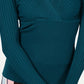 Suéter feminino canelado com sobrepeliz INC International Concepts, verde, tamanho XX-G