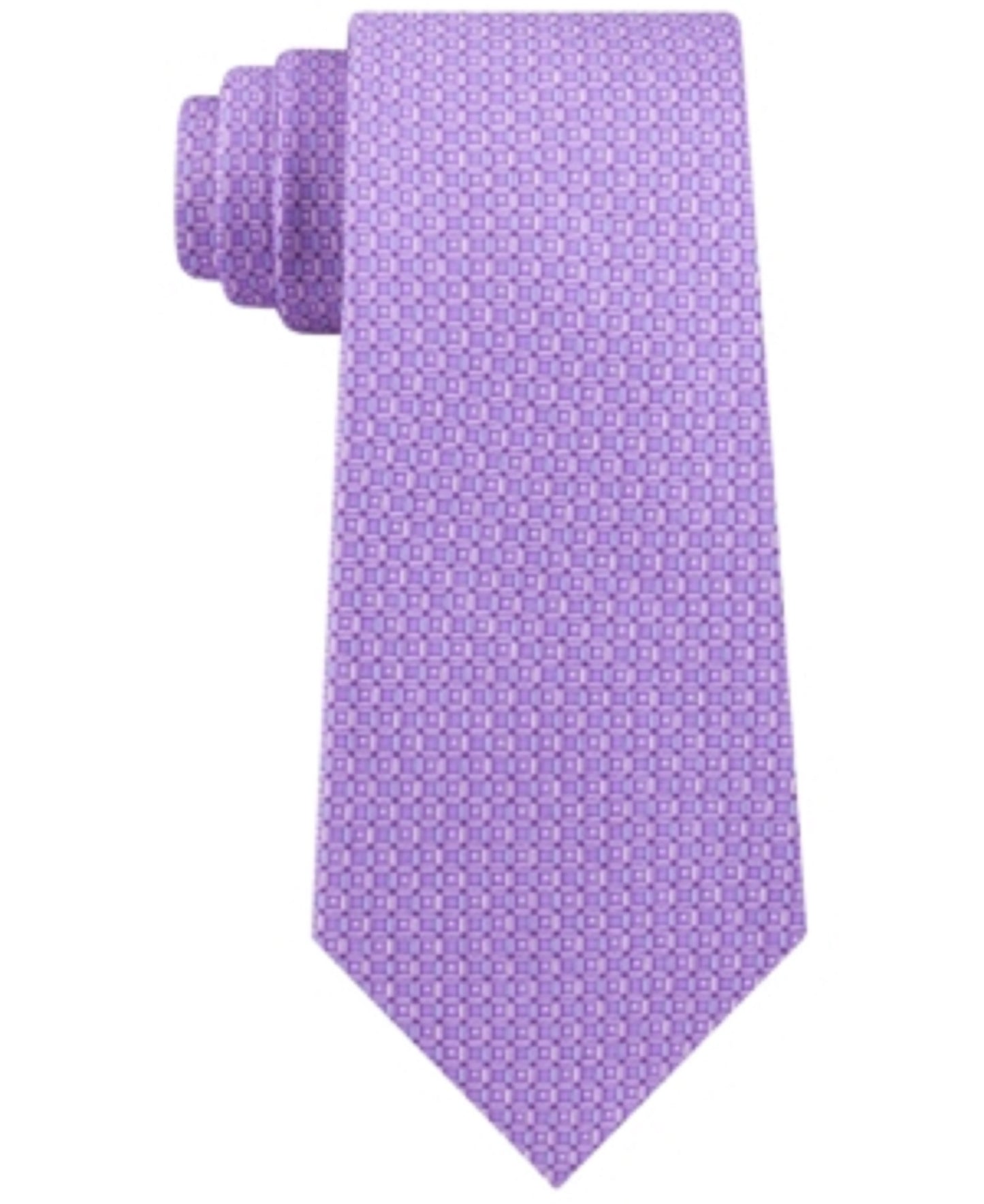 Gravata de sarja de seda clássica Michael Kors Geo Cube masculina, roxa, tamanho regular