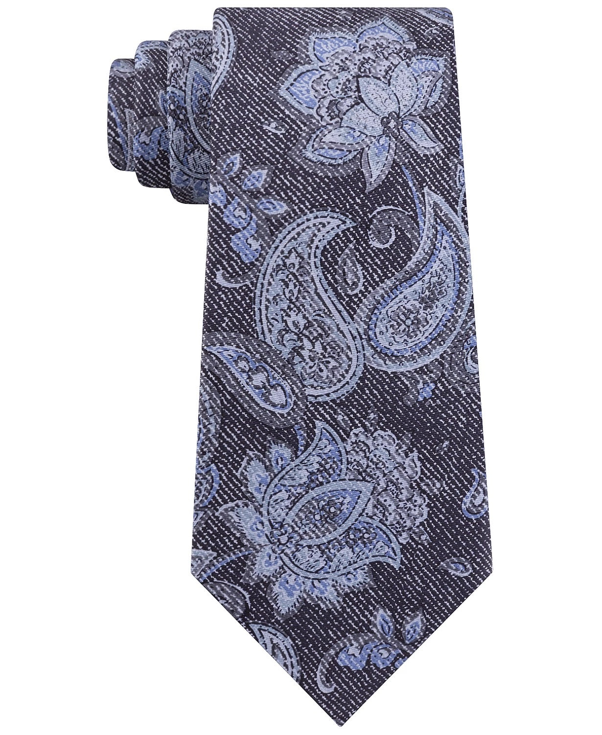 Gravata de seda estampada masculina Michael Kors cinza tamanho regular