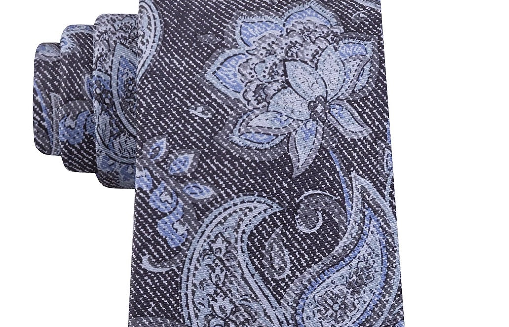 Gravata de seda estampada masculina Michael Kors cinza tamanho regular
