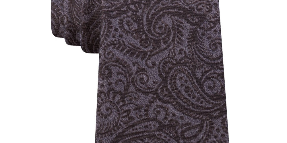 Gravata masculina Michael Kors com estampa Paisley e efeito relevo, marrom, tamanho regular