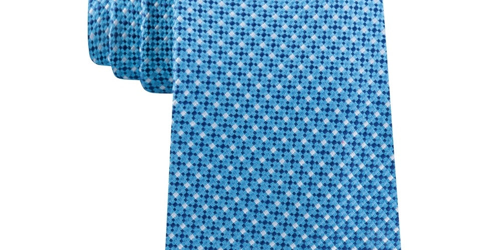 Gravata Masculina Michael Kors de Seda com Acabamento em Seda Azul, Tamanho Regular